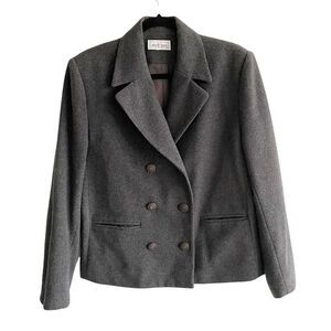 STEFI LARA Vintage Wool Cashmere Double Breasted Jacket Blazer Grey L